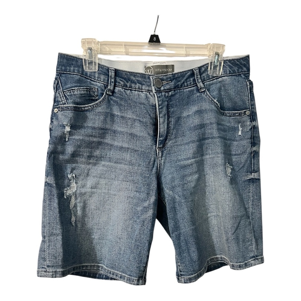 WIT & WISDOM Ab-Solution Denim Bermuda Shorts Distressed Size 10 Like New